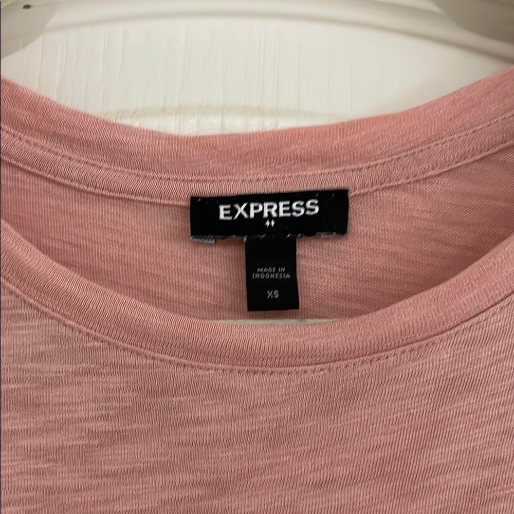 Express Pink Puff Sleeve Ruffled Tee - Picture 2 of 6